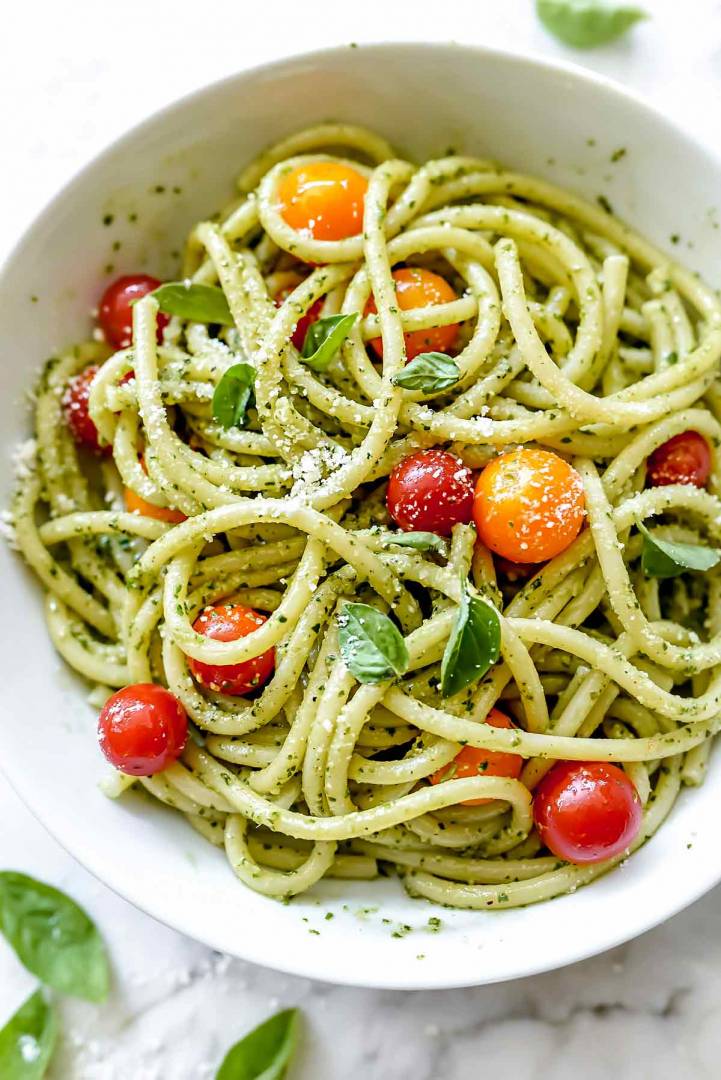 Garlic Scape Pesto with Roasted Tomato