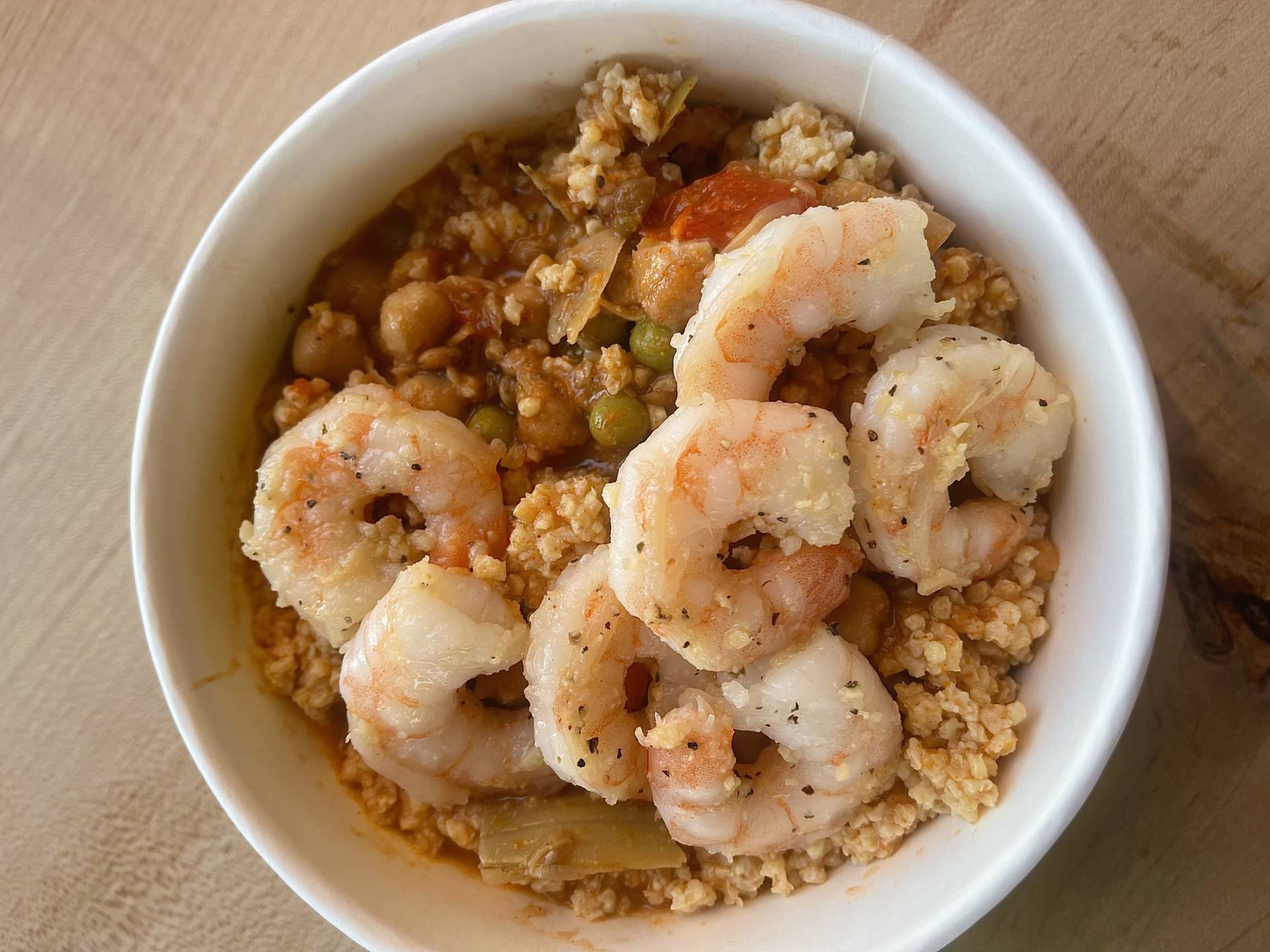 Vegetable Paella with shrimp