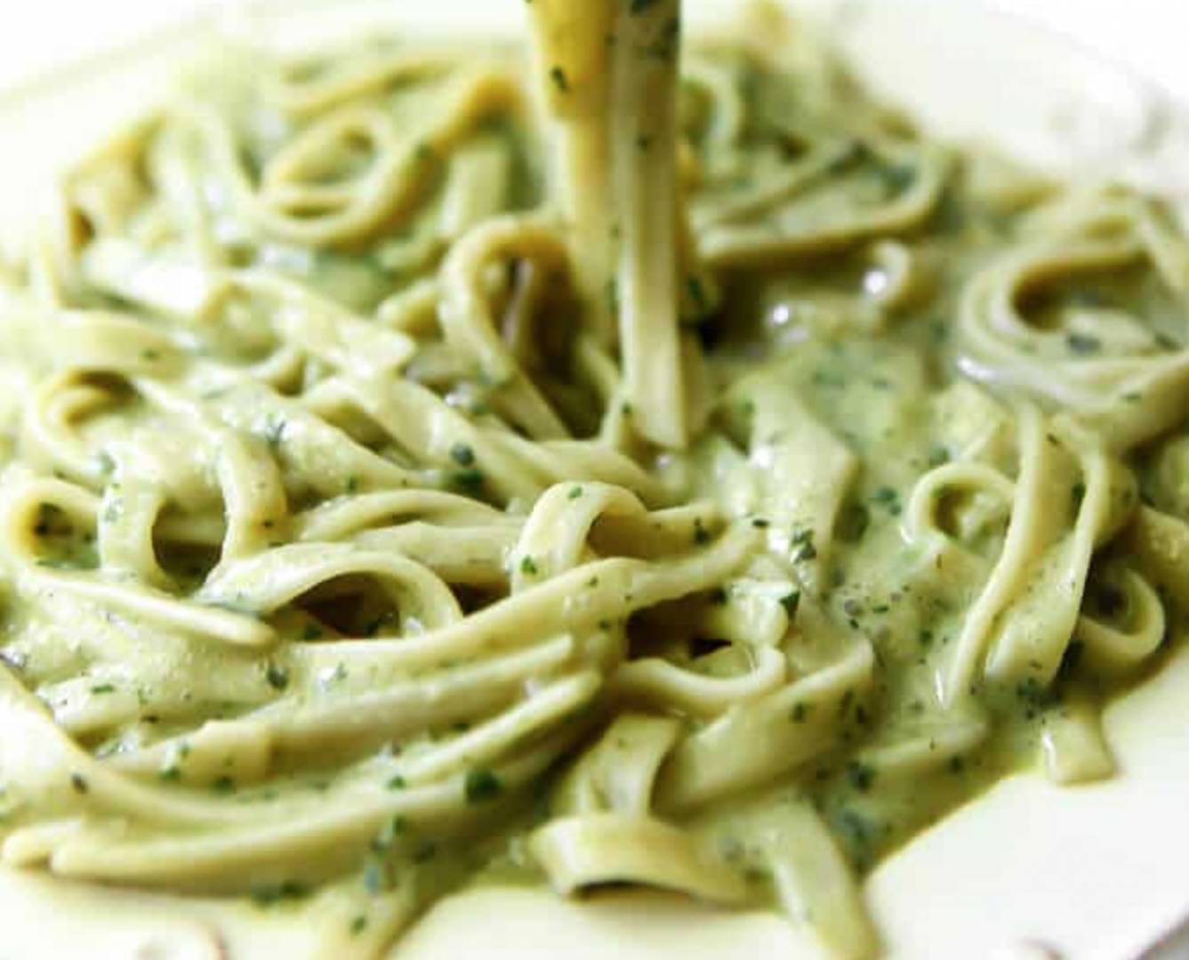 Pesto Zoodles with oyster mushrooms and tempeh