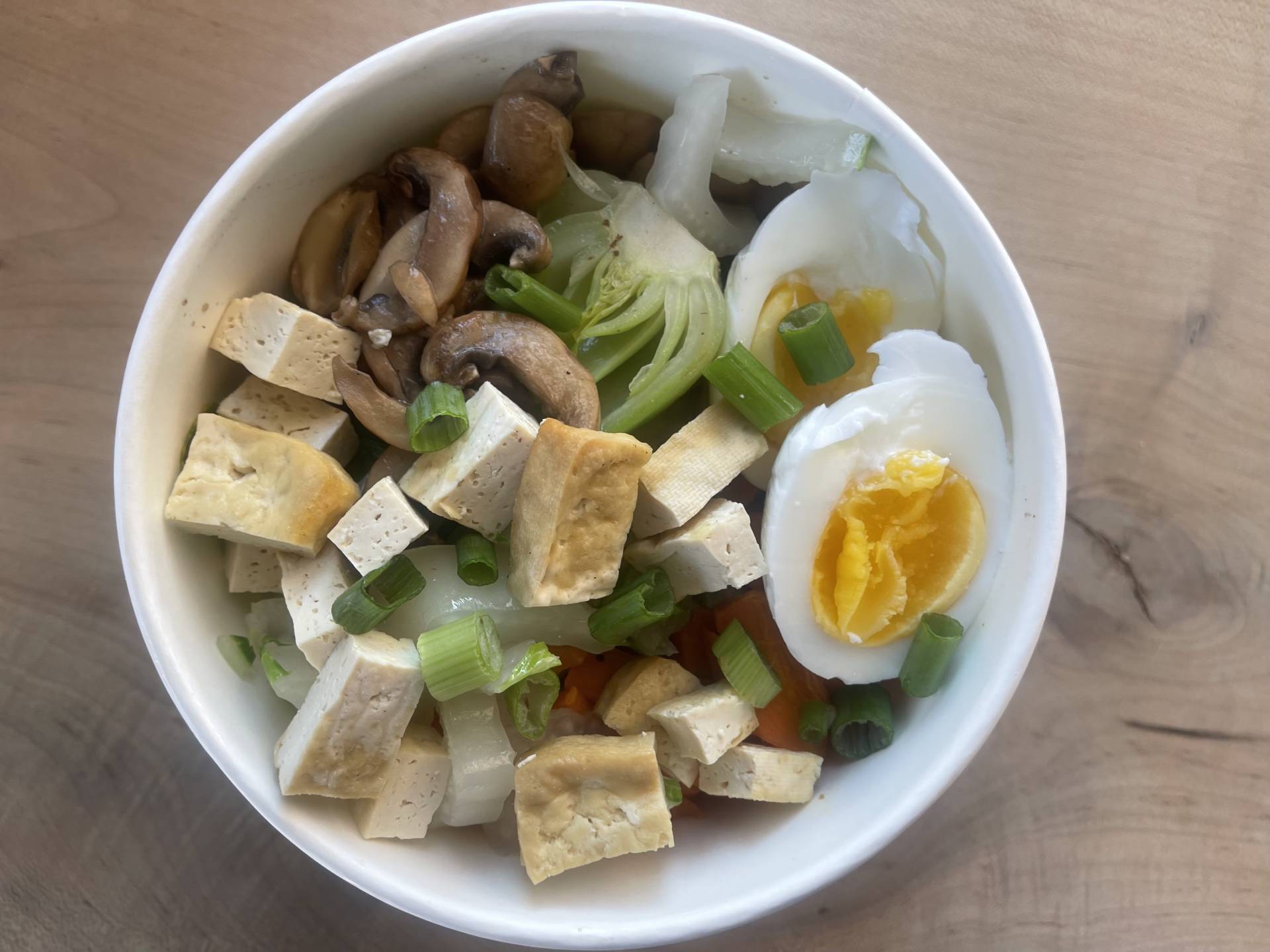 Miso Ramen with Tofu and a Soft Boiled Egg