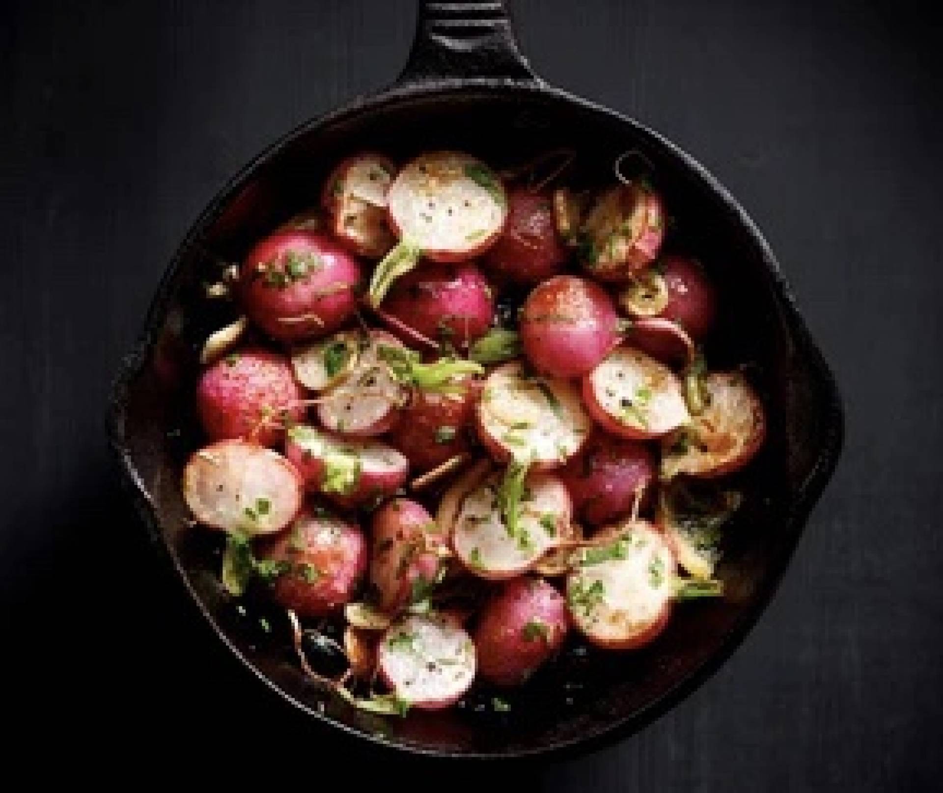 Roast Radishes with Caramelized Veggies and Truffle Aioli