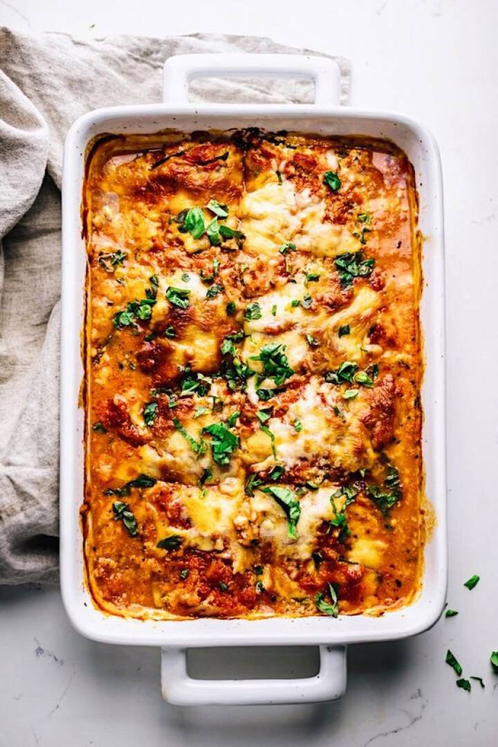 Zucchini Lasagna with vegan ground \