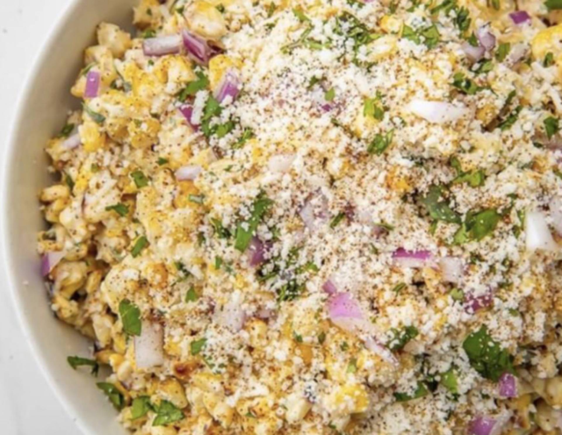 Riced Cauliflower and Corn with Crispy Tofu