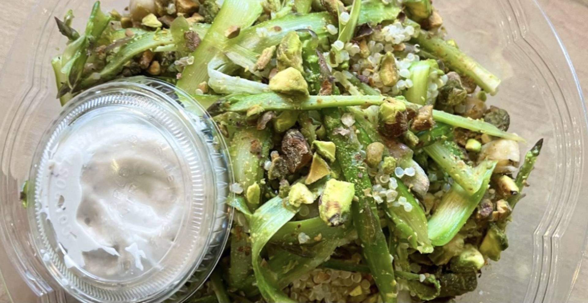 Lemon Quinoa with Ribboned Asparagus with Tempeh