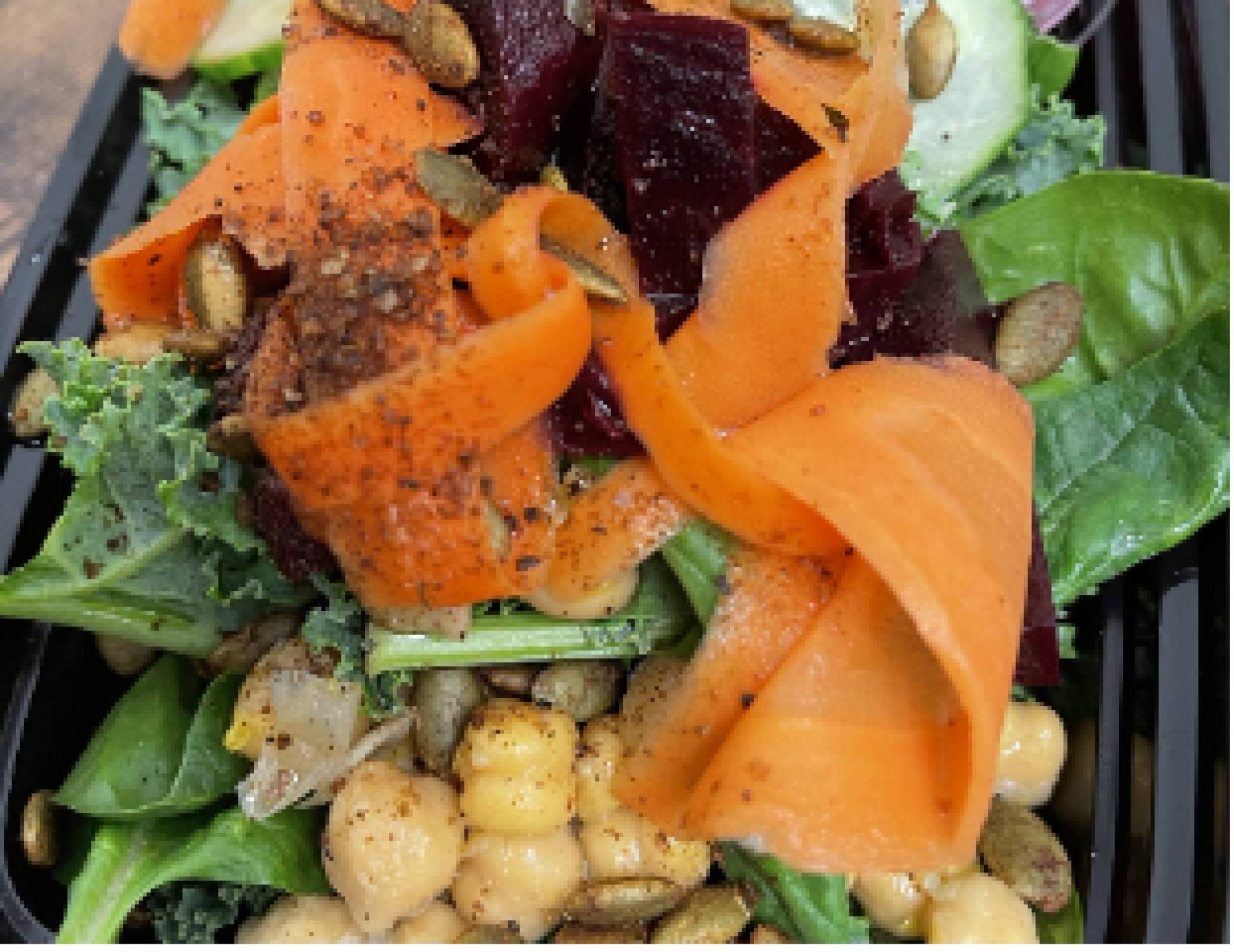 Spring Grain Bowl with Lemon Beet Vinaigrette with local Chicken