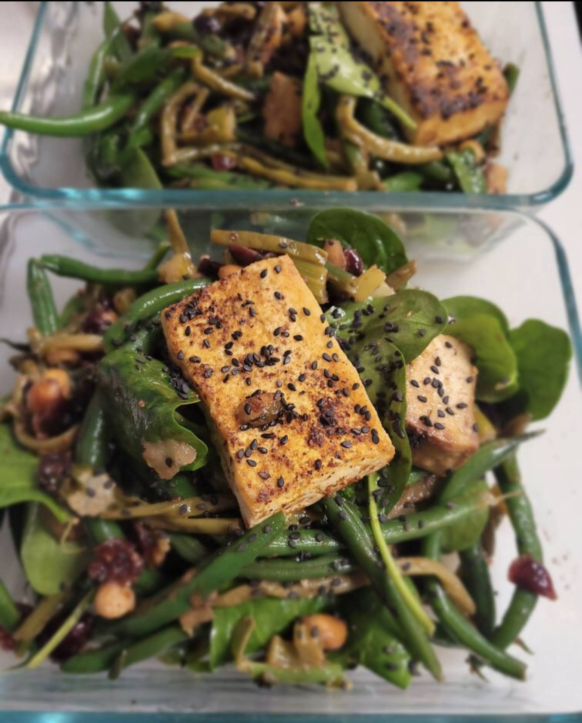 Celery and Green Bean with Crispy Tofu