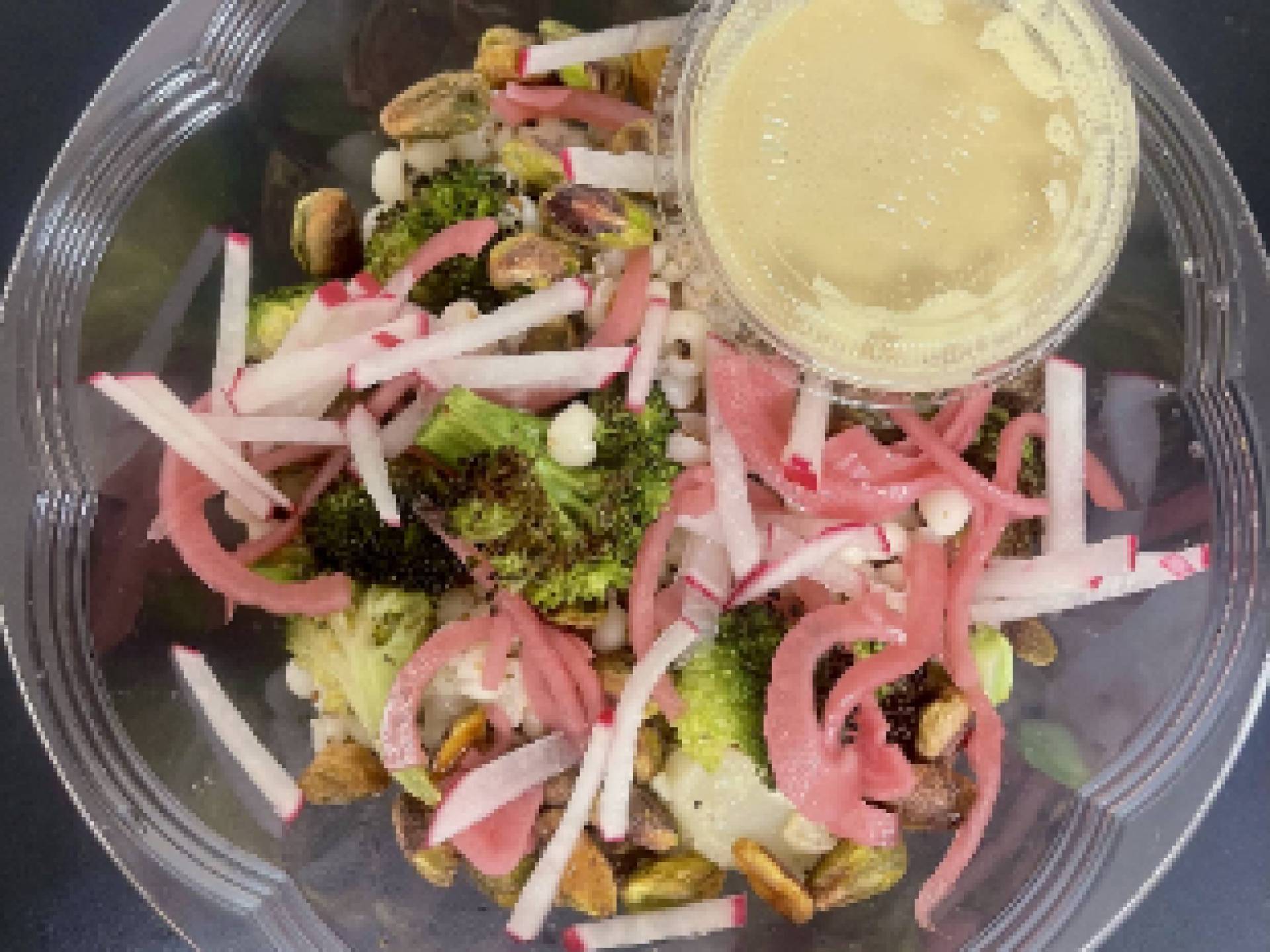 Adlay Salad with Broccoli and Pickled Onions