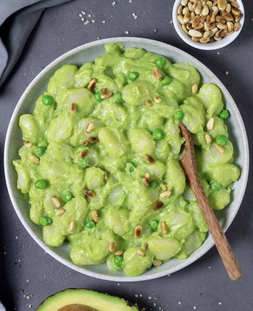 Avocado Sweet Pea Cauliflower Gnocchi